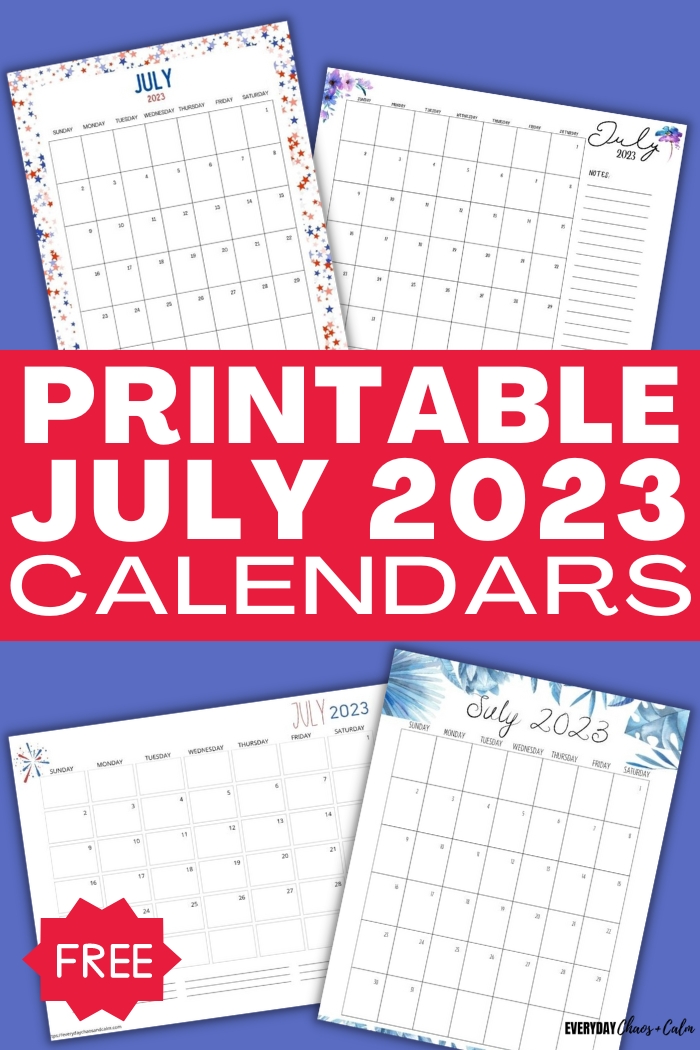 printable July 2023 calendars