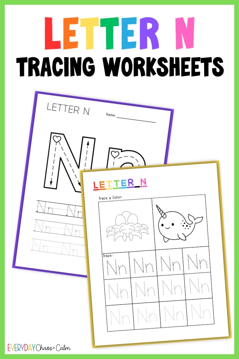 printable letter n tracing worksheets