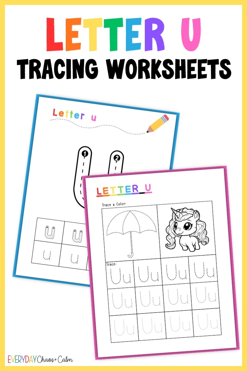 printable letter u tracing worksheets