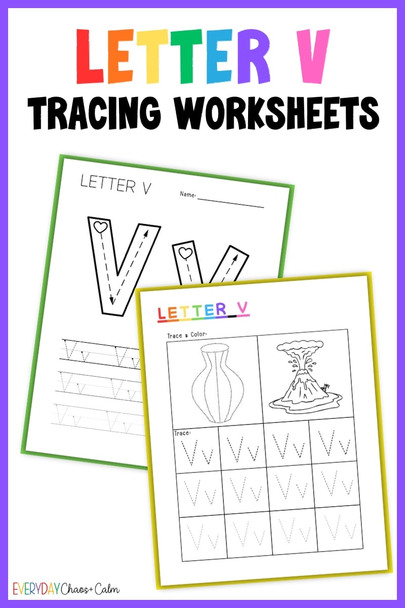 printable letter v tracing worksheets