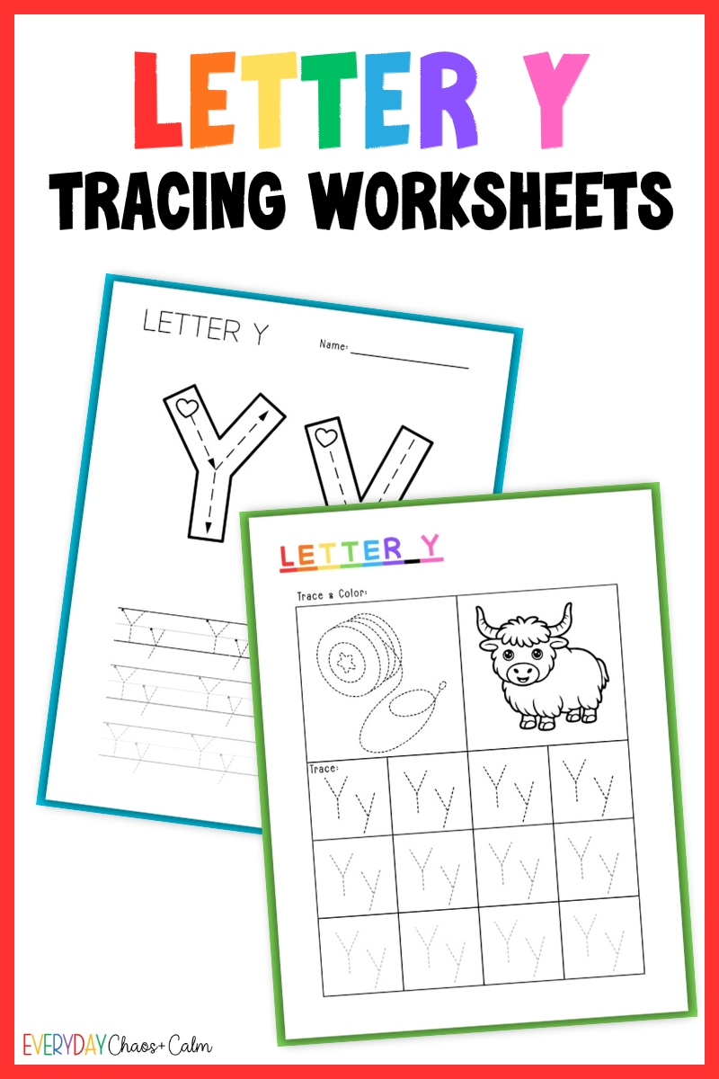 printable letter y tracing worksheets