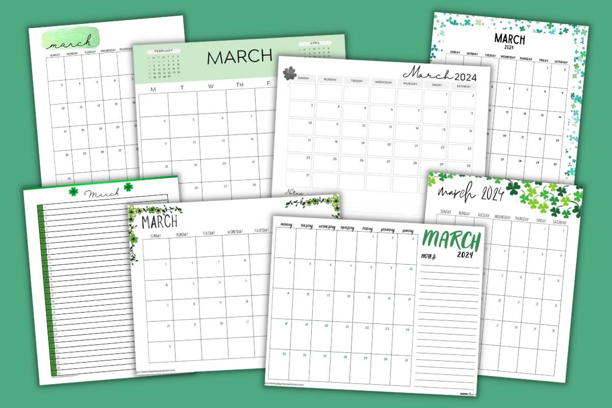 printable march 2024 calendar example pages