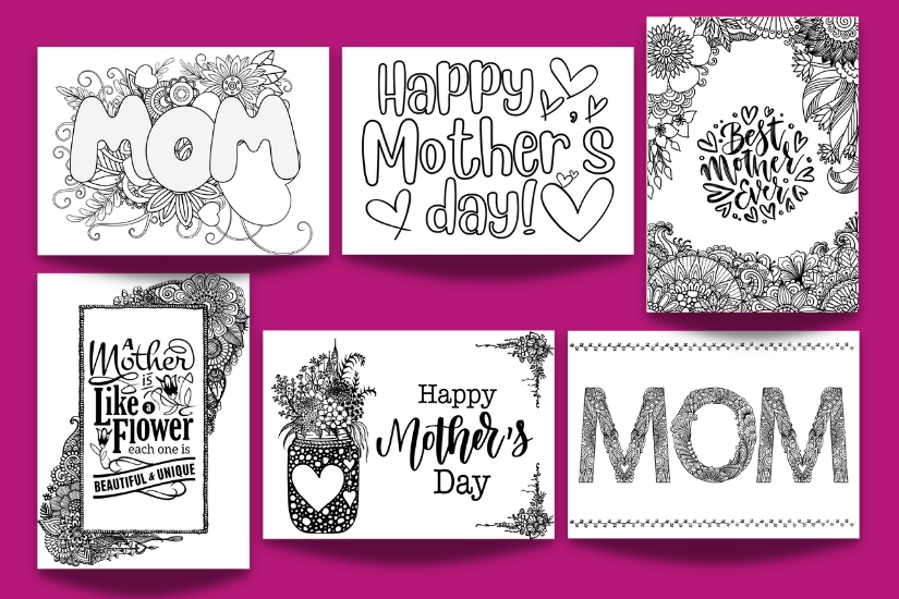 printable mothers day cards for coloring example pages