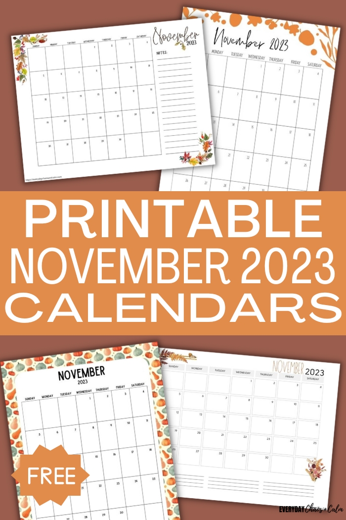 printable November 2023 calendars