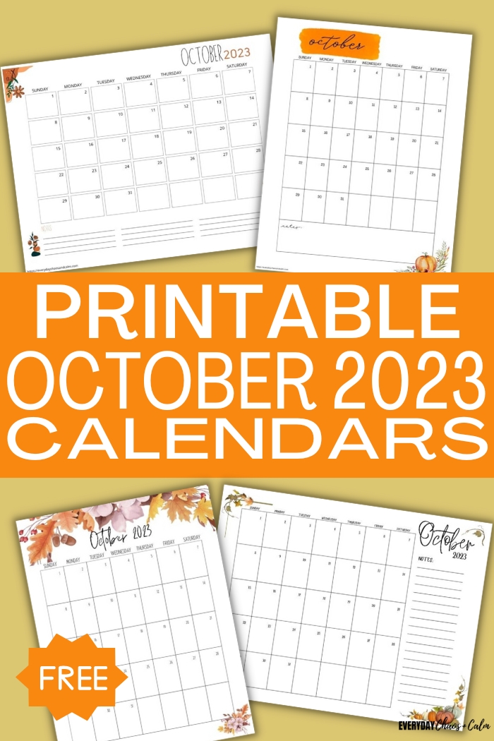 printable October 2023 calendars