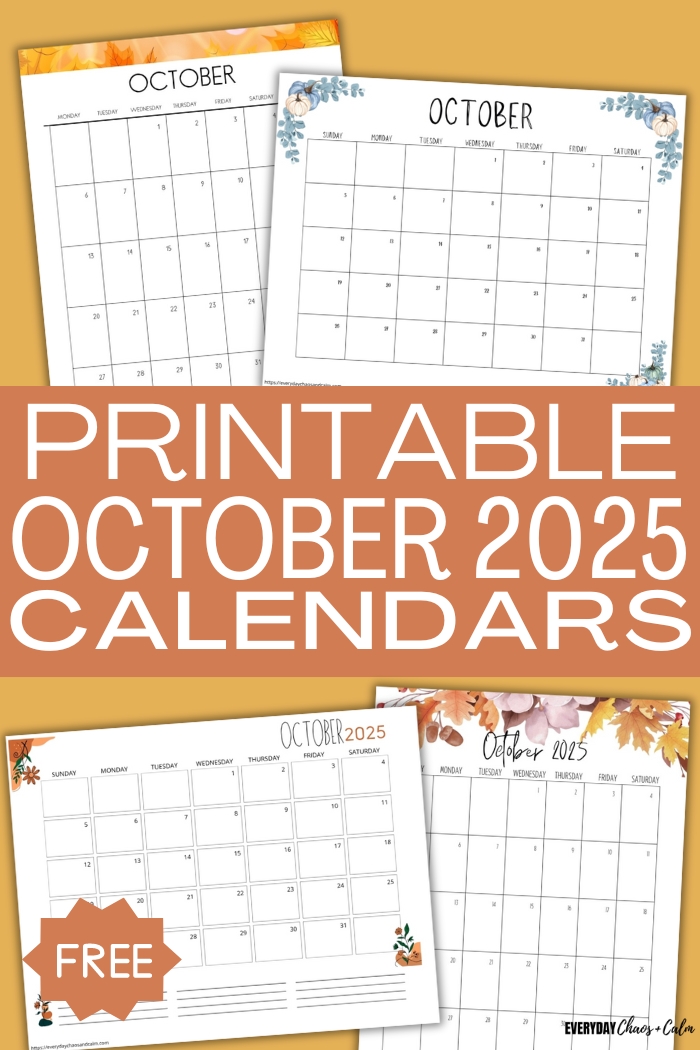 Free Printable October 2025 Calendars