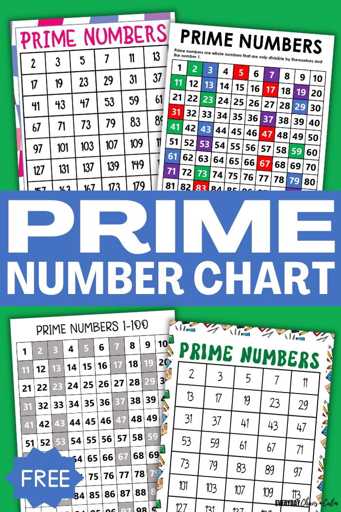 printable prime number charts