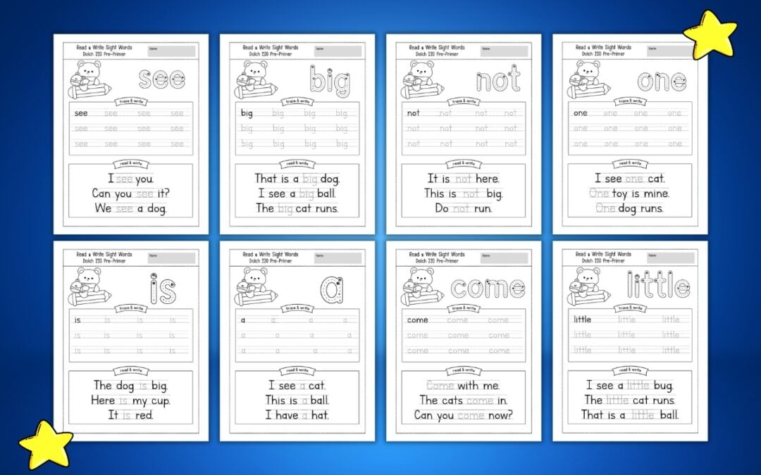 Free Printable Preschool Sight Word Worksheets