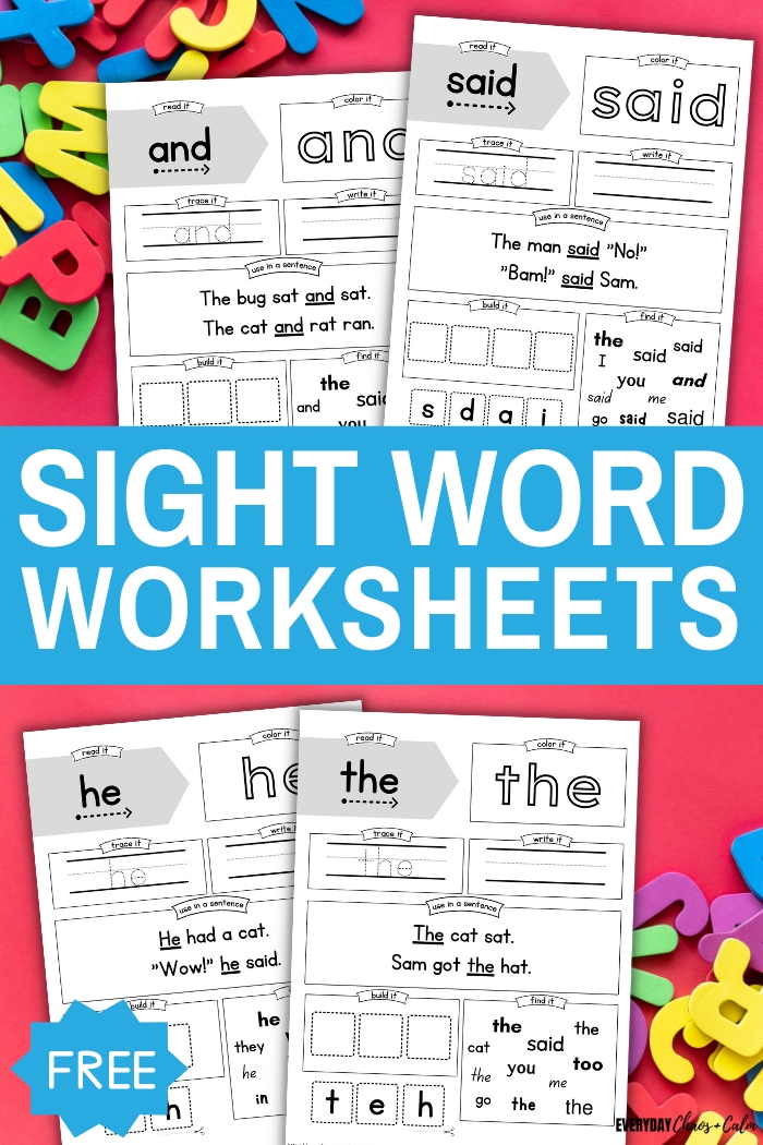 printable sight word worksheets