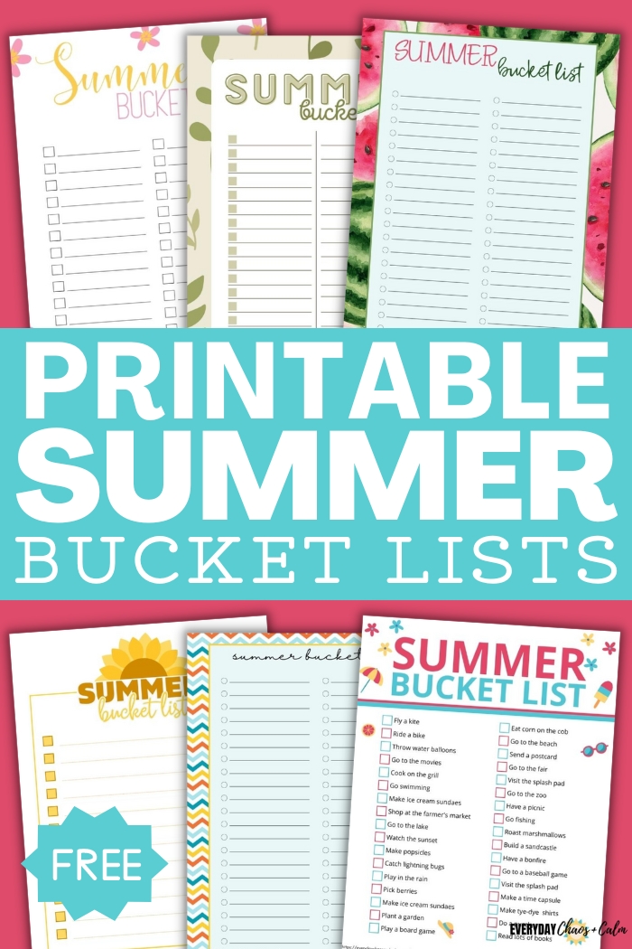 printable summer bucket lists