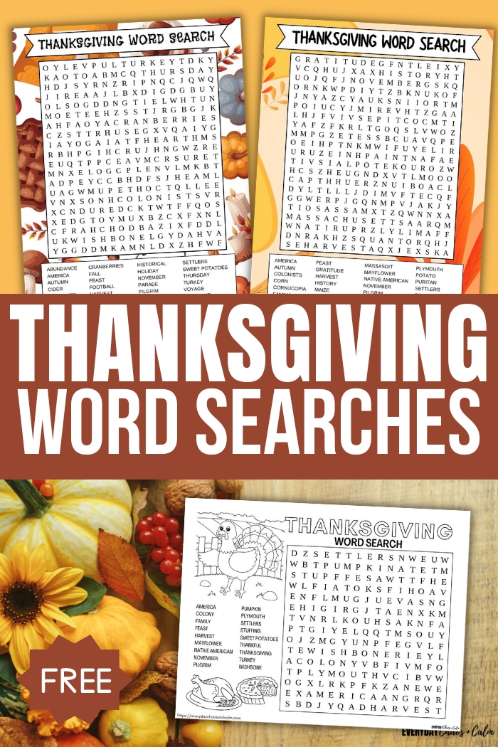 thanksgiving word searches 
