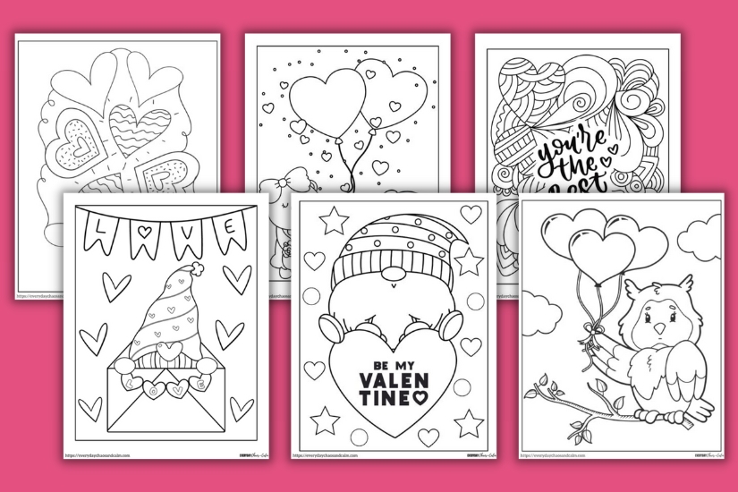 valentine coloring example pages