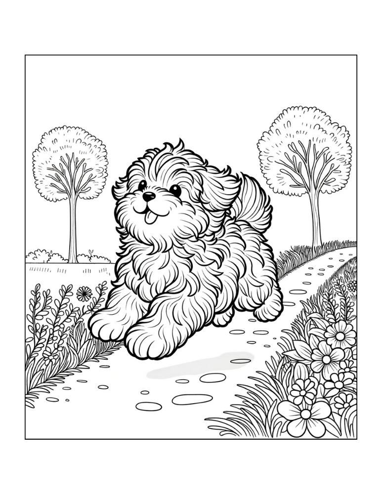 puppy coloring page, PDF, instant download, kids