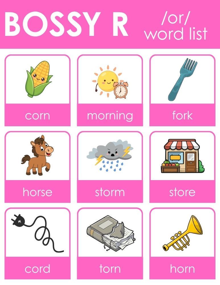 or sound r controlled anchor charts, bossy r OR vowel patterns page, student phonics guide, PDF, instant download