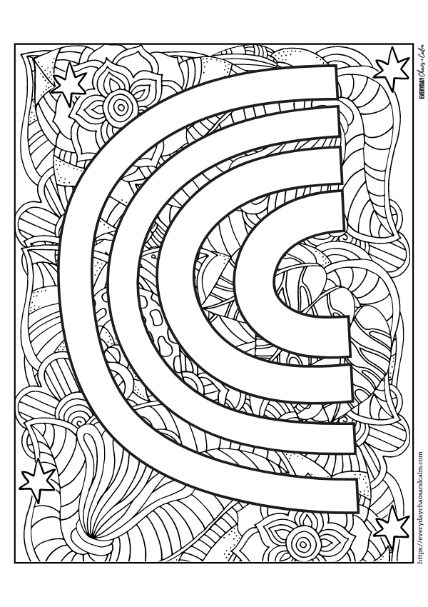 Rainbow Coloring Page #2 Free printable rainbow coloring pages, pdf, for kids, print, download.