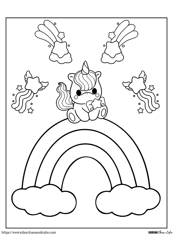 Rainbow Coloring Page #5 Free printable rainbow coloring pages, pdf, for kids, print, download.