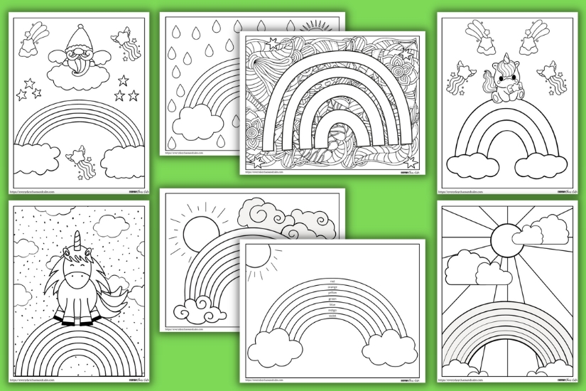 rainbow coloring pages example pages