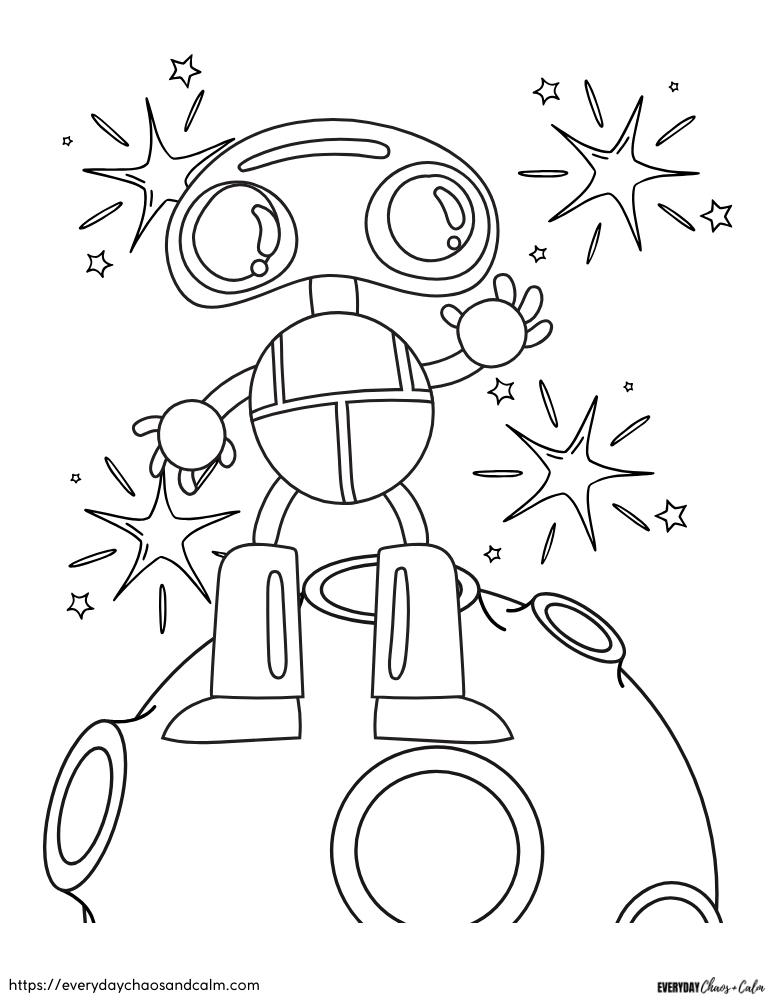 robot coloring pages, PDF, instant download, preschool, kids