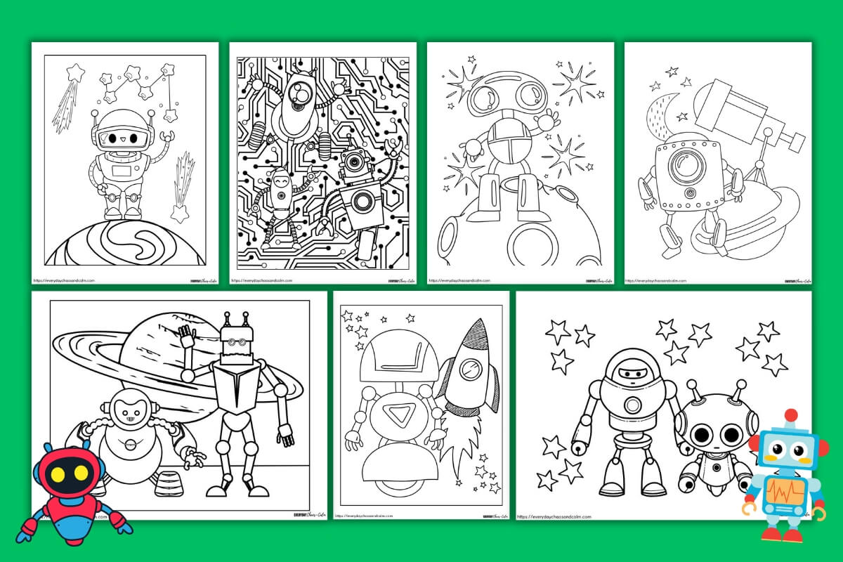 robot coloring pages example pages