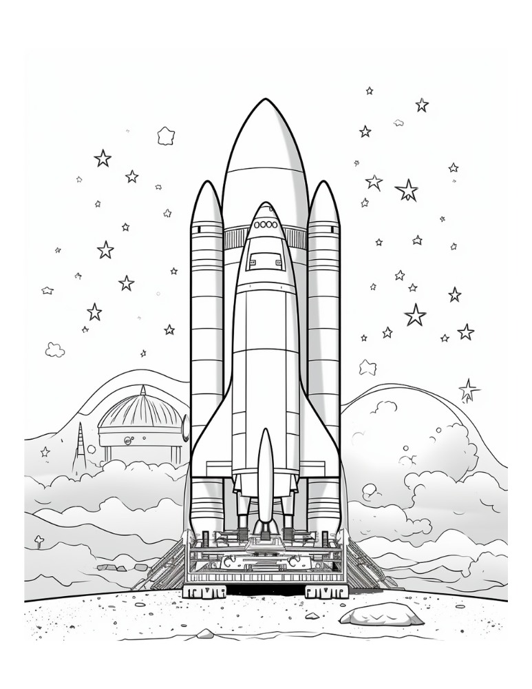 rocket ship coloring page, PDF, instant download, kids