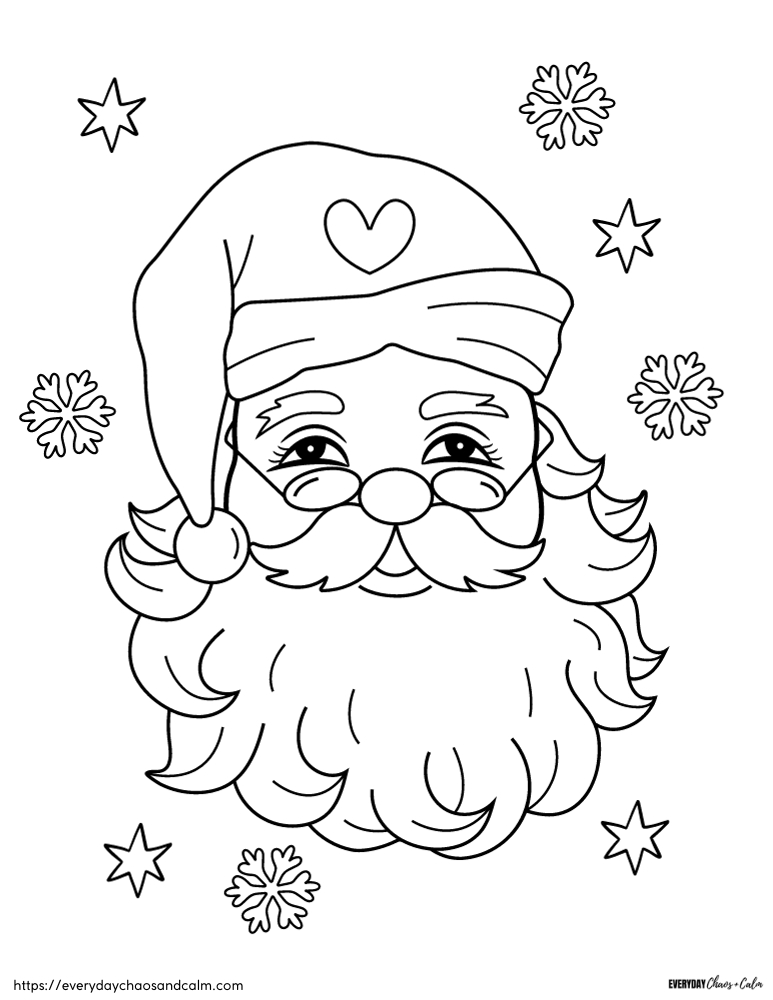 printable CHristmas Santa coloring pages, PDF, instant download, kids, coloring page