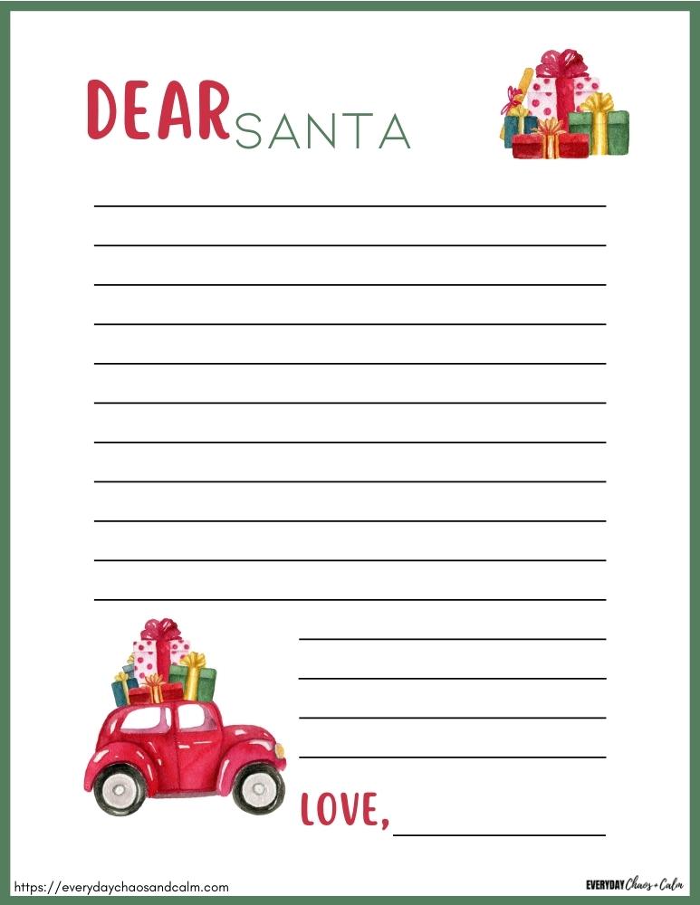 printable santa letter template, letter to santa, PDF, instant download, 1st grade, 2nd grade, 3rd grade