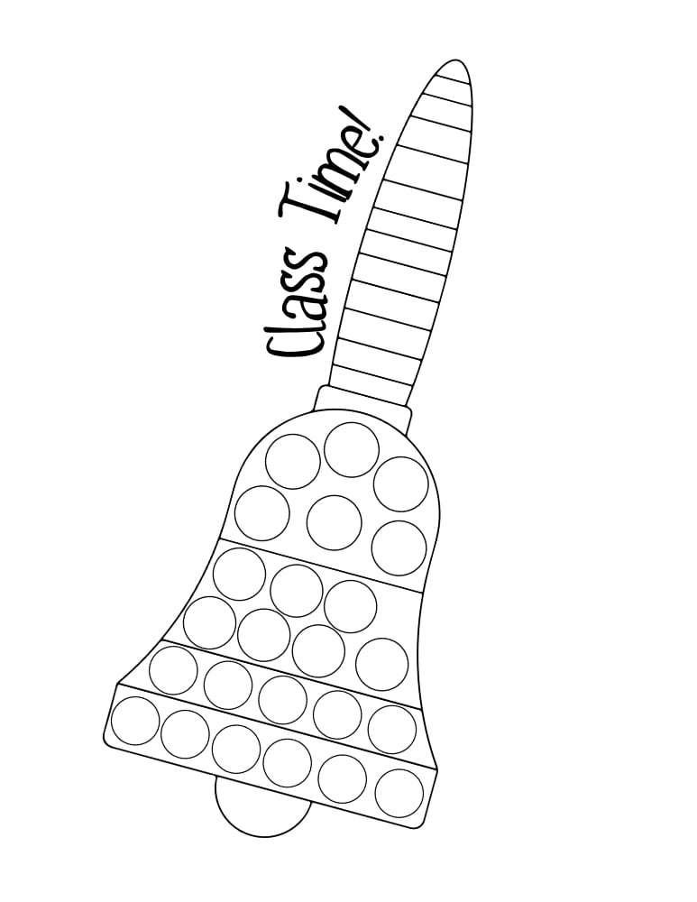 bell school dot marker printable, back to school theme dot art, classroom dauber activity, PDF, instant download