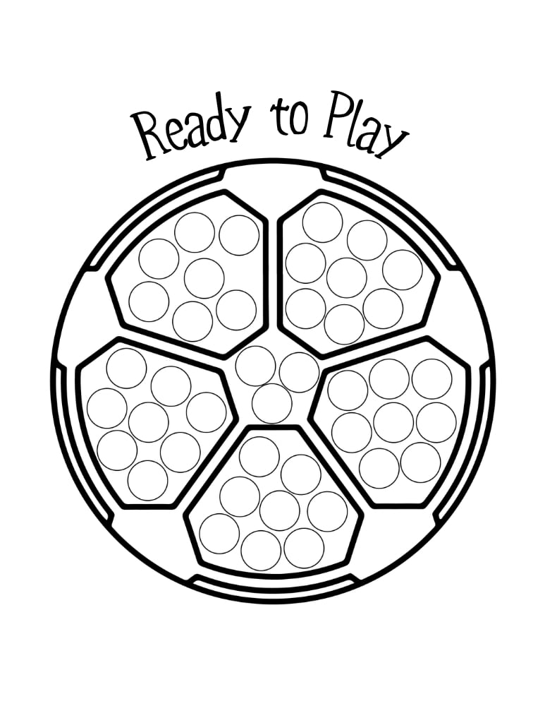 soccer ball school dot marker printable, sports theme do-a-dot activity, physical education dauber page, PDF, instant download