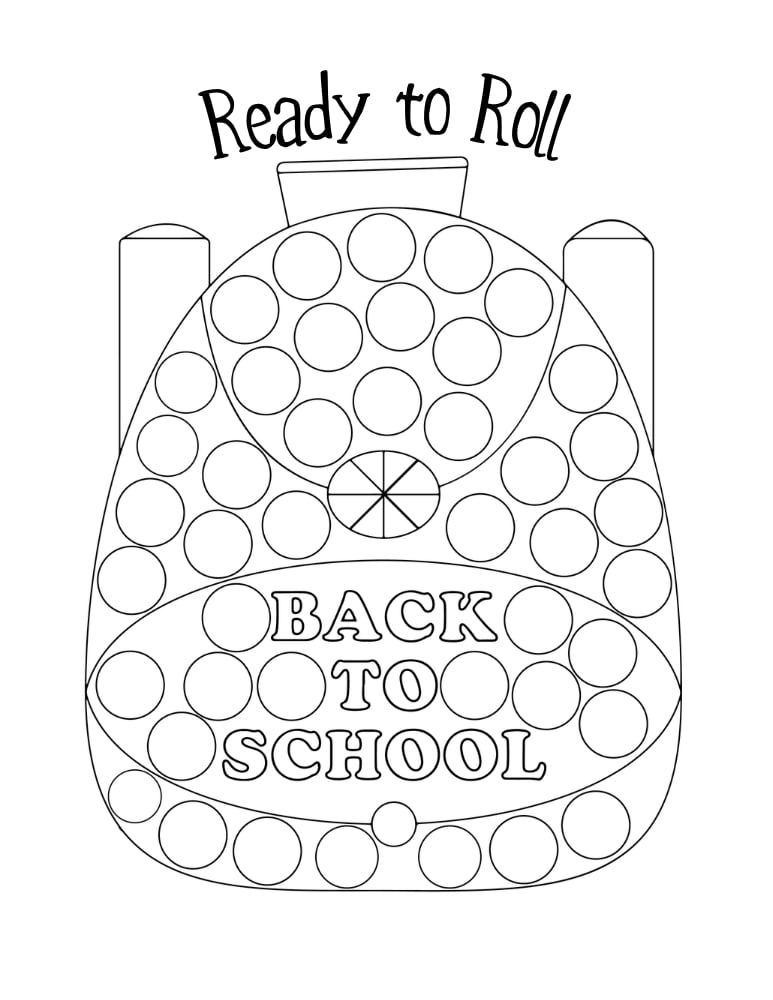 backpack school dot marker printable, school supplies theme do-a-dot, toddler travel bag activity, PDF, instant download