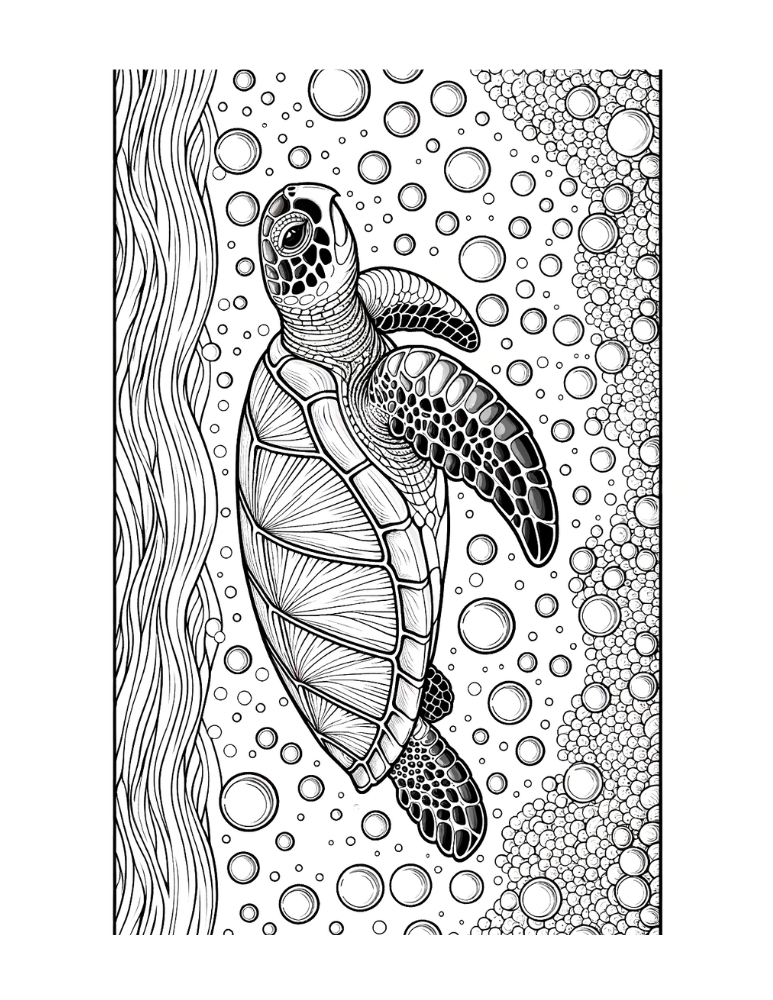 sea turtle coloring page, PDF, instant download, kids