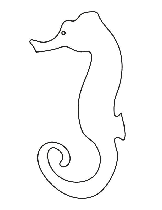 printable seahorse template for crafts and activities, 1 per page