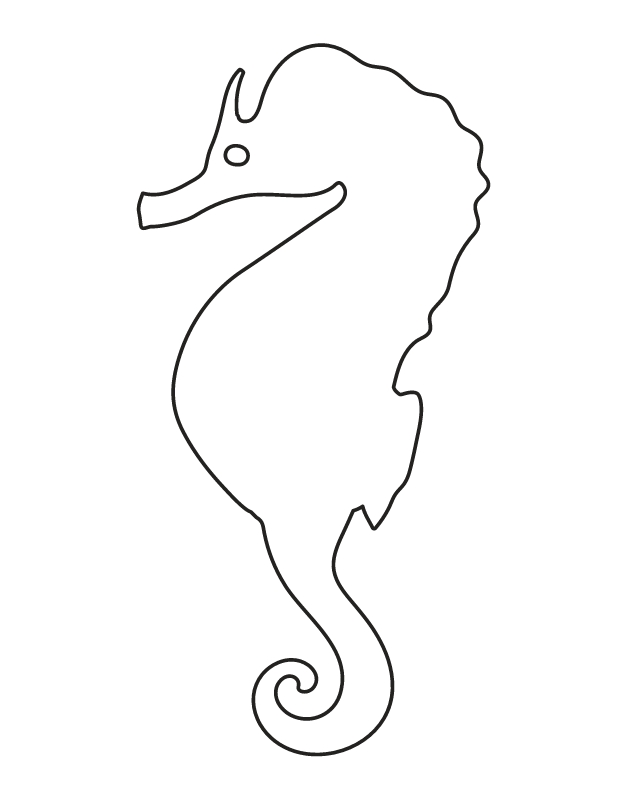 printable seahorse template for crafts and activities, 1 per page