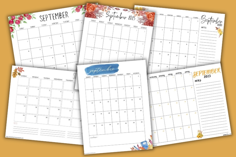 September 2023 calendars example pages