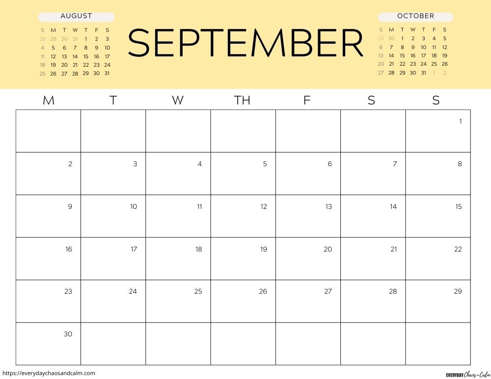 printable September 2024 calendar- monday start