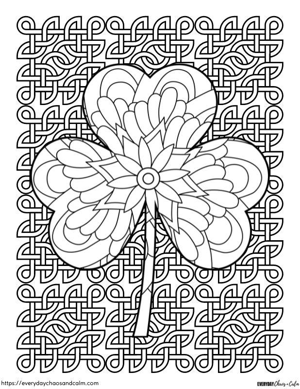 shamrock coloring page with celtic designs