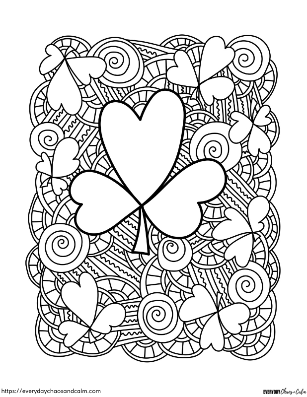 shamrock coloring page zentangle