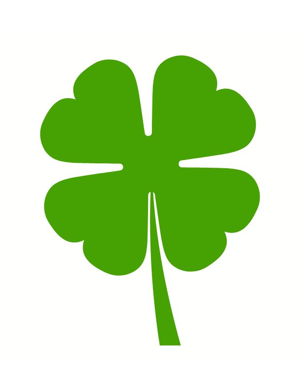 Green 4 Leaf Shamrock Template Free printable shamrock template, for kids, crafts, St. Patrick's day, PDF instant download.
