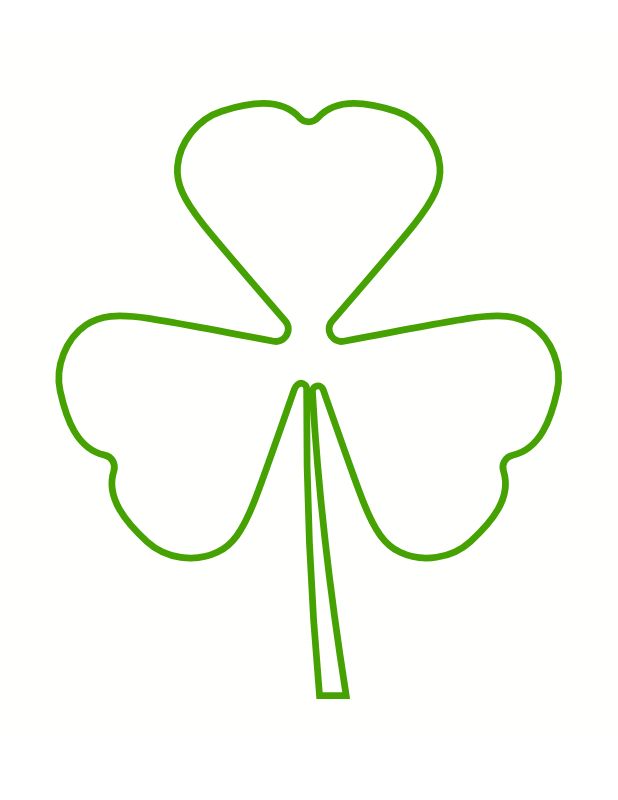 3 Leaf Clover Template with Green Outline Free printable shamrock template, for kids, crafts, St. Patrick's day, PDF instant download.