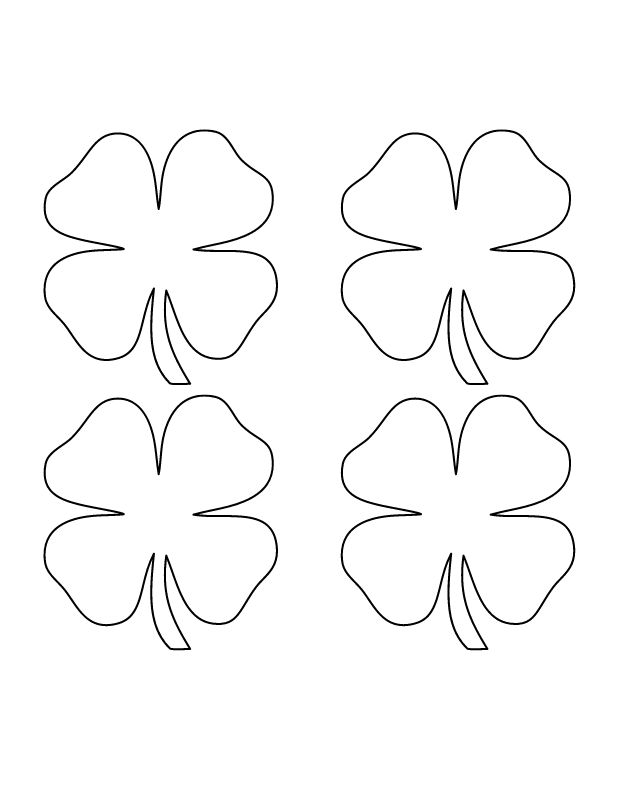 Small 4 Leaf Template of Shamrock Free printable shamrock template, for kids, crafts, St. Patrick's day, PDF instant download.