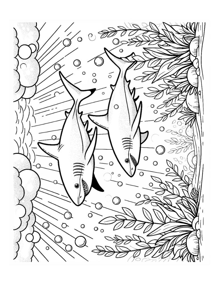 shark coloring page, PDF, instant download, kids