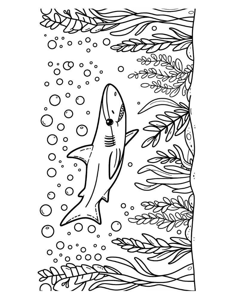 shark coloring page, PDF, instant download, kids