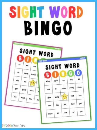 printable sight word bingo boards