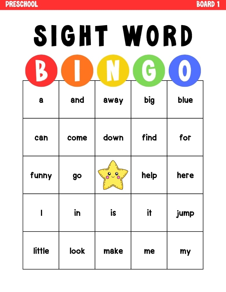 sight word bingo games, education printable, PDF, instant download, kids