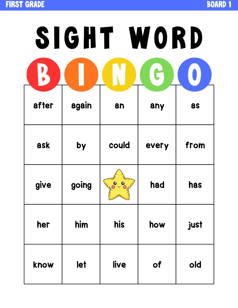 sight word bingo games, education printable, PDF, instant download, kids