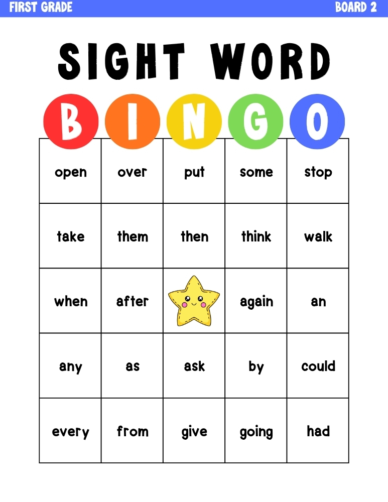 sight word bingo games, education printable, PDF, instant download, kids