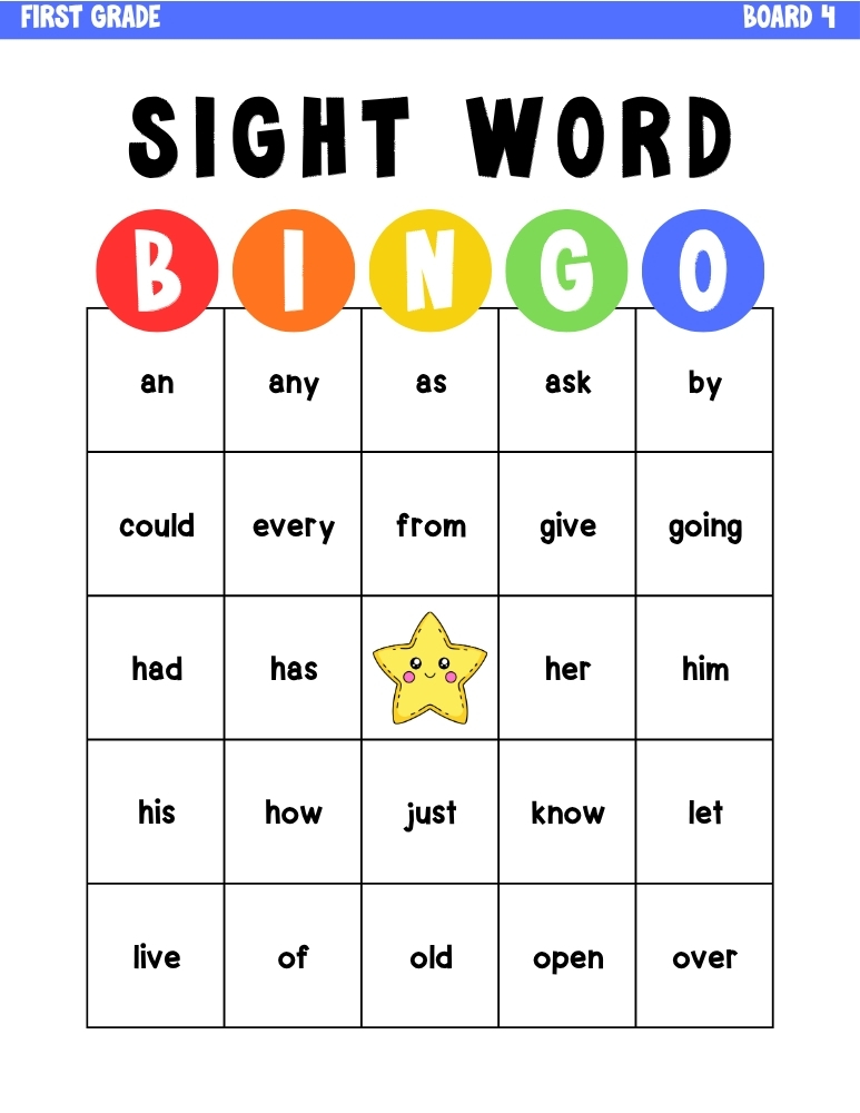 sight word bingo games, education printable, PDF, instant download, kids
