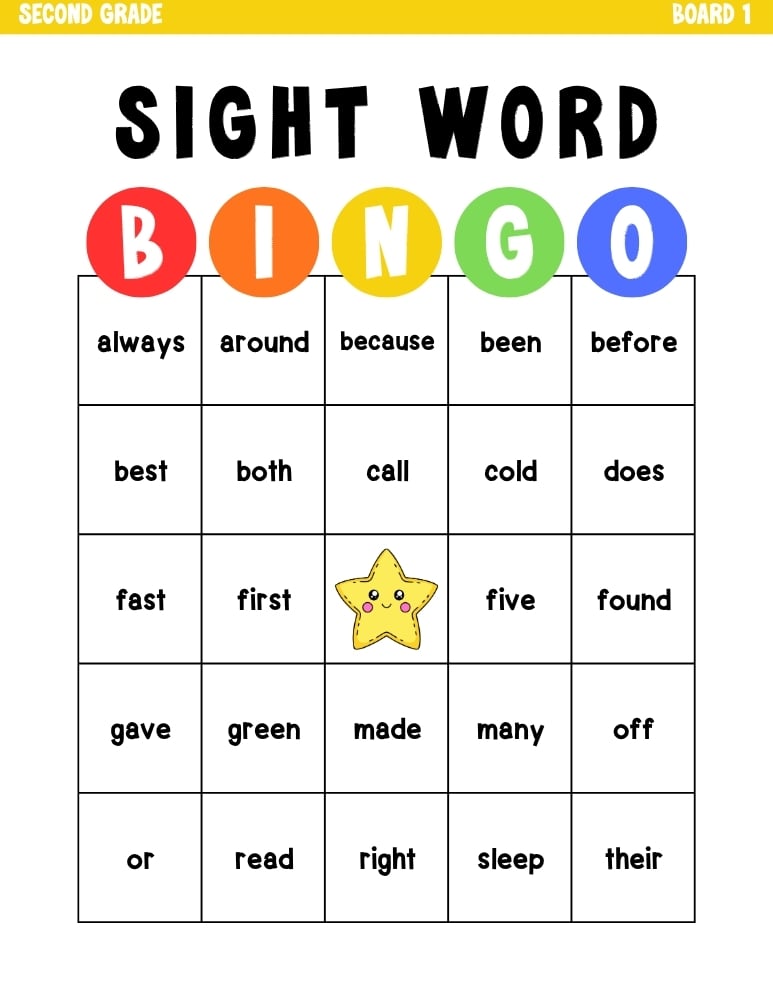 sight word bingo games, education printable, PDF, instant download, kids
