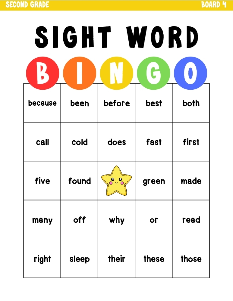 sight word bingo games, education printable, PDF, instant download, kids