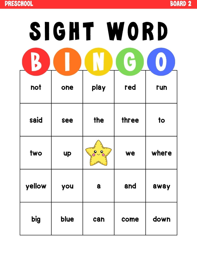 sight word bingo games, education printable, PDF, instant download, kids