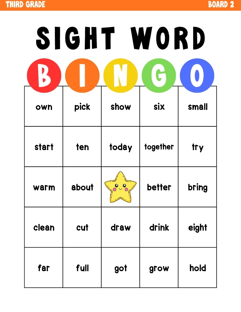 sight word bingo games, education printable, PDF, instant download, kids